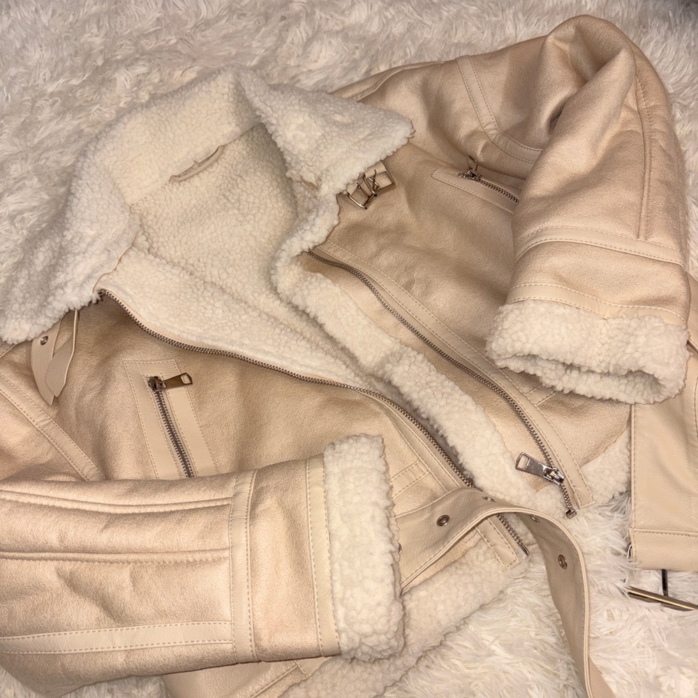 Women's Cream Shearling Jacket
